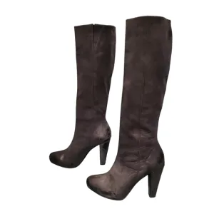 Calvin Klein Gray Leather Knee-High Riding Boots Women's Size 7M