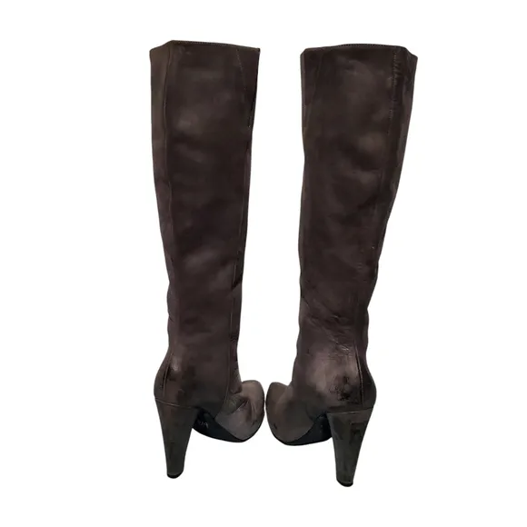 Calvin Klein Gray Leather Knee-High Riding Boots Women's Size 7M