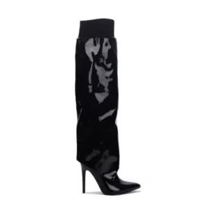 Cape Robbin Stiletto Pointy Fold Over Sock Boots Black Size 9