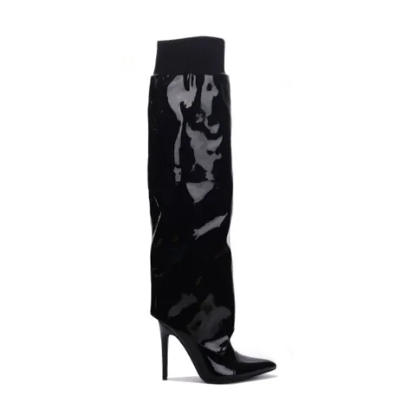 Cape Robbin Stiletto Pointy Fold Over Sock Boots Black Size 9
