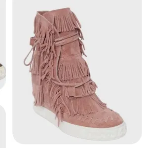 CASADEI Suede Fringed Wedge Booties ties w/ tassels womens  ( approx) sz 8.5