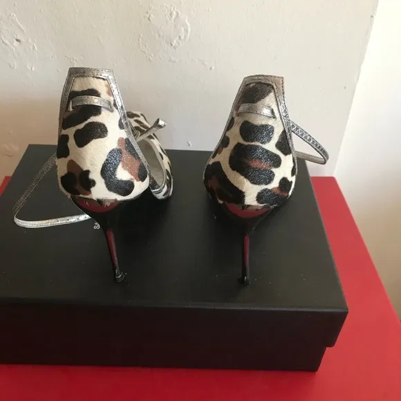 Casadei Women's Leopard Print Silver Heels