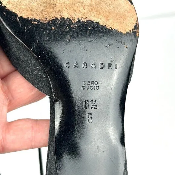 CASADEI Italy Gray Mary Jane Kitten Heels Shoes US 6,5