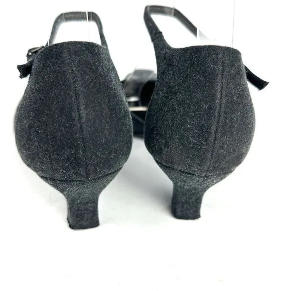 CASADEI Italy Gray Mary Jane Kitten Heels Shoes US 6,5