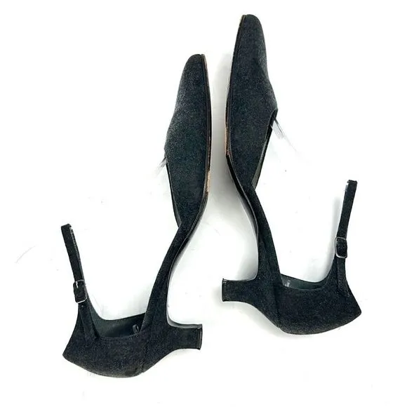 CASADEI Italy Gray Mary Jane Kitten Heels Shoes US 6,5