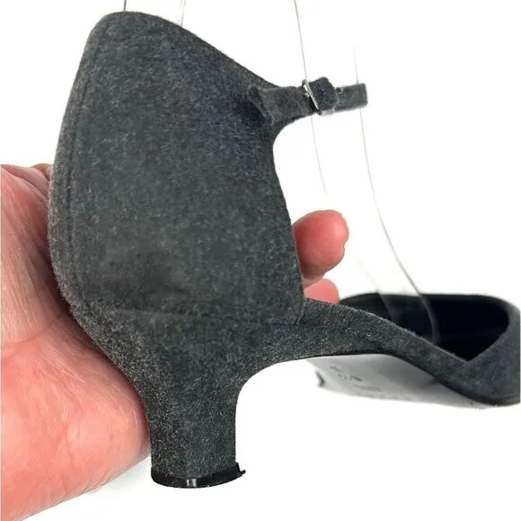 CASADEI Italy Gray Mary Jane Kitten Heels Shoes US 6,5