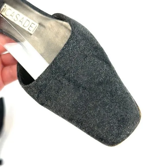 CASADEI Italy Gray Mary Jane Kitten Heels Shoes US 6,5