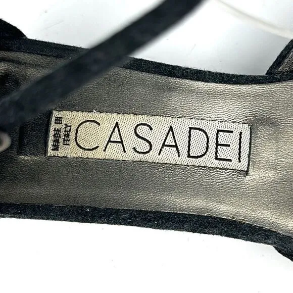 CASADEI Italy Gray Mary Jane Kitten Heels Shoes US 6,5