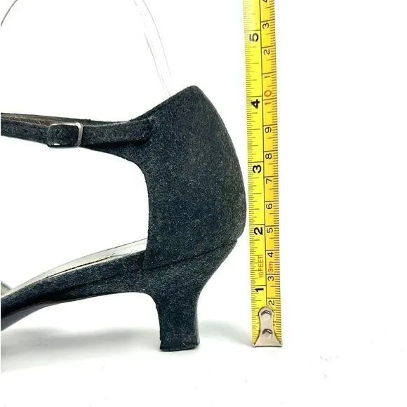 CASADEI Italy Gray Mary Jane Kitten Heels Shoes US 6,5