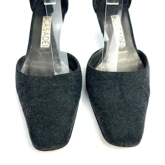 CASADEI Italy Gray Mary Jane Kitten Heels Shoes US 6,5