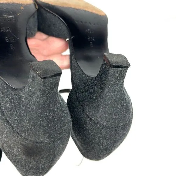 CASADEI Italy Gray Mary Jane Kitten Heels Shoes US 6,5