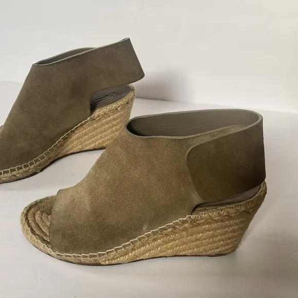 Celine Grey Suede Open Toe EspadrillesWedge Sandals Size 37