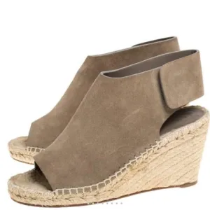 Celine Grey Suede Open Toe EspadrillesWedge Sandals Size 37
