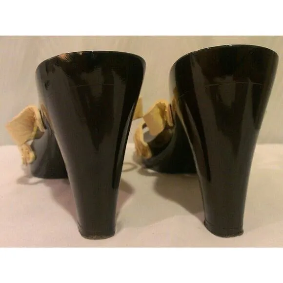 Celine Platform Heels Creme Sandals Heels Shoes Gold Metal size 40, US 10