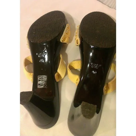 Celine Platform Heels Creme Sandals Heels Shoes Gold Metal size 40, US 10