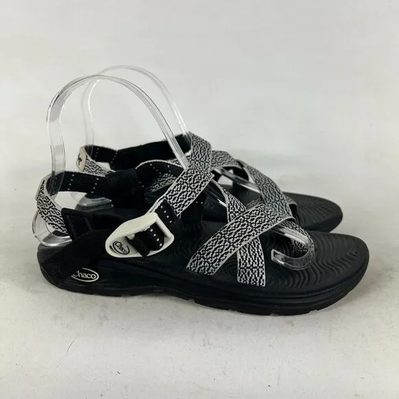 Chaco Zvolv 2 Sandals Women's 7 Black &amp; White Hook &amp; Loop Slingback Sandals