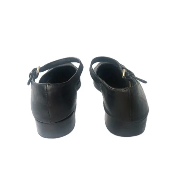 Chanel Mary Jane Black Leather Flats Women's Shoes Size 41 C Vintage