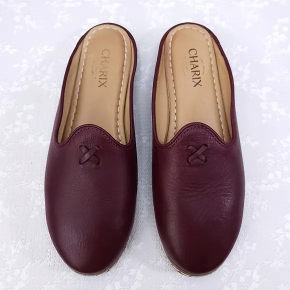 CHARIX Bordeaux Leather Mules