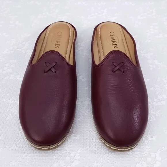 CHARIX Bordeaux Leather Mules