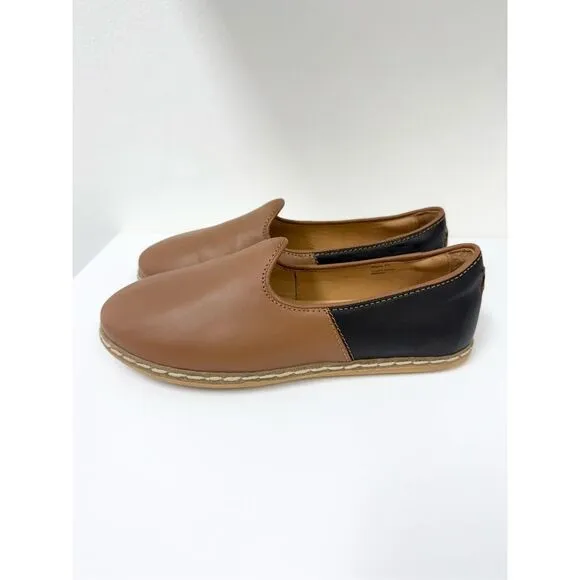 Charix Camel Black Slip-On Comfort Flats Shoes 37 7