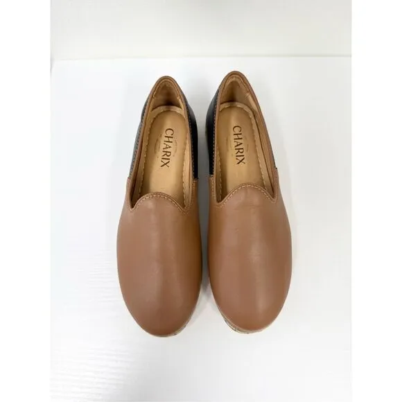 Charix Camel Black Slip-On Comfort Flats Shoes 37 7