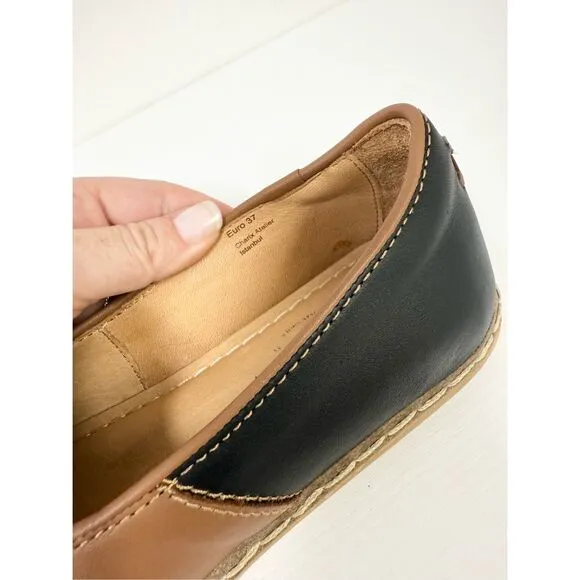 Charix Camel Black Slip-On Comfort Flats Shoes 37 7