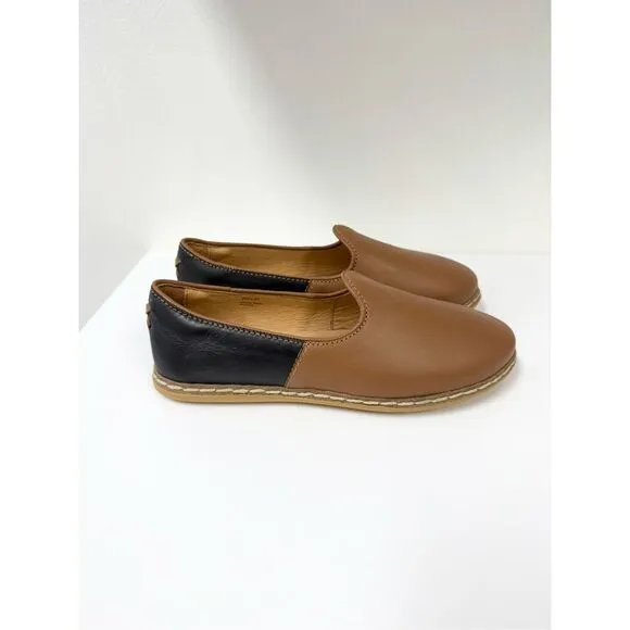 Charix Camel Black Slip-On Comfort Flats Shoes 37 7