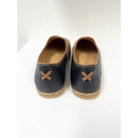 Charix Camel Black Slip-On Comfort Flats Shoes 37 7
