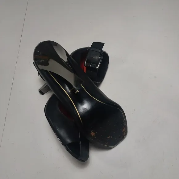CHARLES JOURDAN PARIS Black Leather Strappy  Heels Size 9M