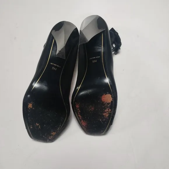 CHARLES JOURDAN PARIS Black Leather Strappy  Heels Size 9M