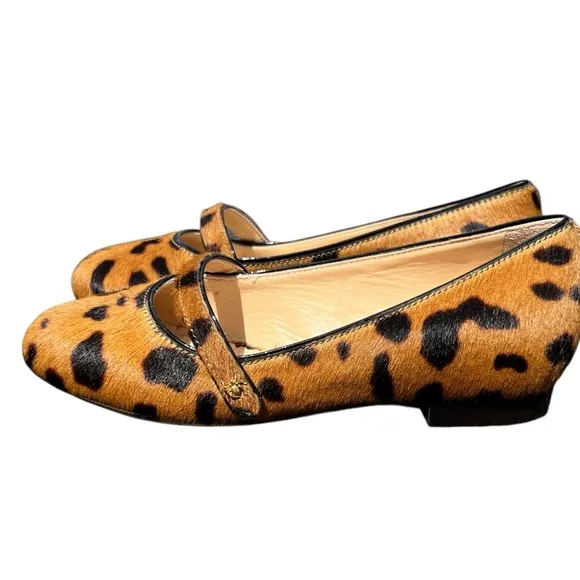 Charlotte Olympia Girls &quot;INCY MARY-JANE&quot; Pony Hair Leather Ballet Flats Shoes