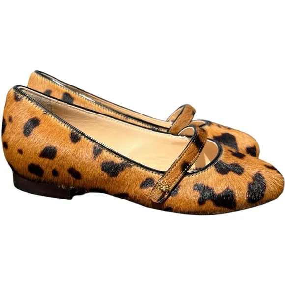 Charlotte Olympia Girls &quot;INCY MARY-JANE&quot; Pony Hair Leather Ballet Flats Shoes
