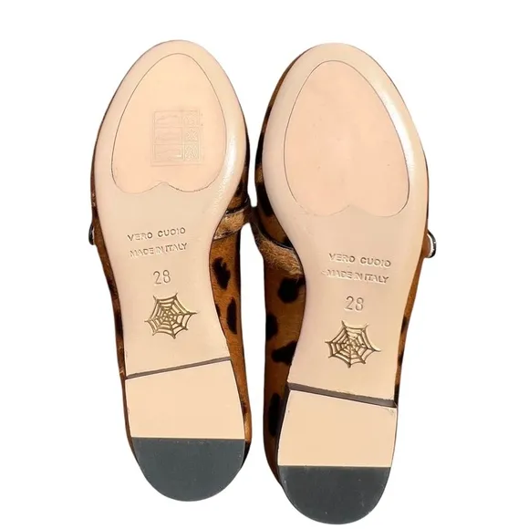 Charlotte Olympia Girls &quot;INCY MARY-JANE&quot; Pony Hair Leather Ballet Flats Shoes