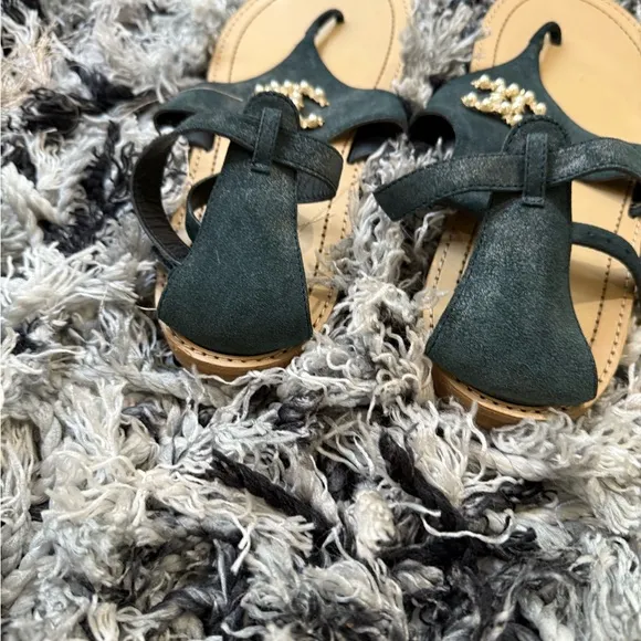 Chic Black Sandals with Gold Accents