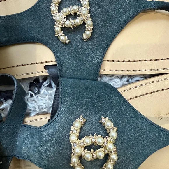 Chic Black Sandals with Gold Accents