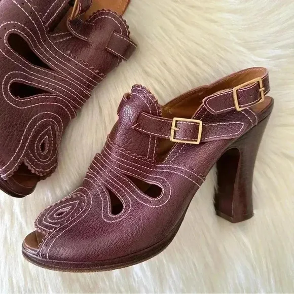 Chie Mihara Leather Heels Shoes Sz 39/ 8.5  Made In Spain