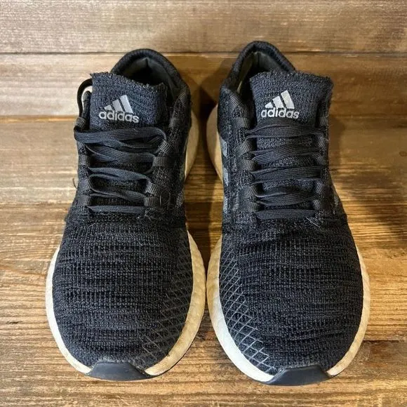 Childrens Unisex Adidas Pure Boost Go‎ Black Running Shoes Sneakers Size 4 Y GUC