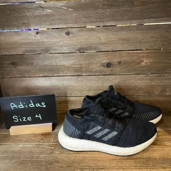 Childrens Unisex Adidas Pure Boost Go‎ Black Running Shoes Sneakers Size 4 Y GUC