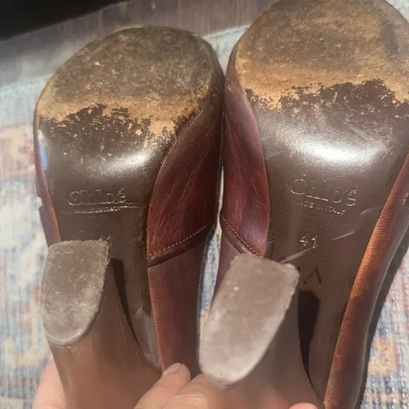 Chloe academia Shoes 9.5 Pump Peddle Leather Heels steampunk