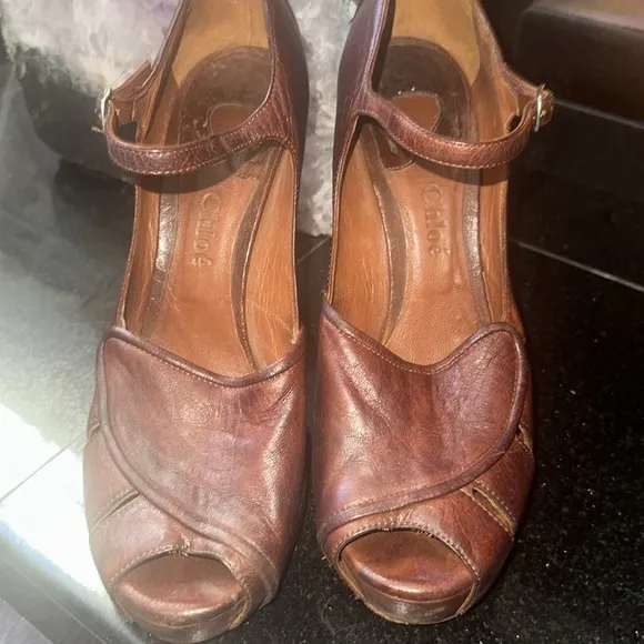 Chloe academia Shoes 9.5 Pump Peddle Leather Heels steampunk