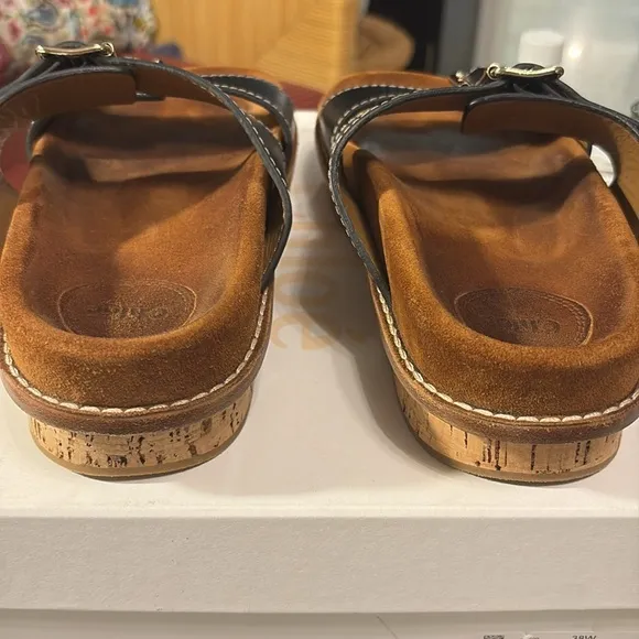 CHLOE Black Slides Dad Sandals! MARAH Style Two Buckles! EUC! 38