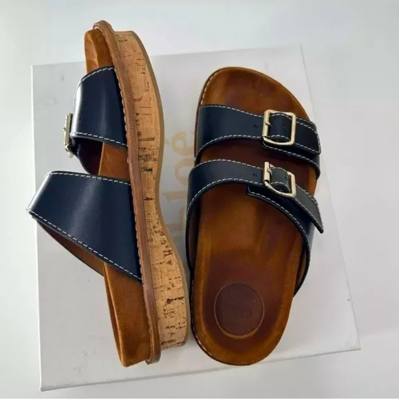 CHLOE Black Slides Dad Sandals! MARAH Style Two Buckles! EUC! 38