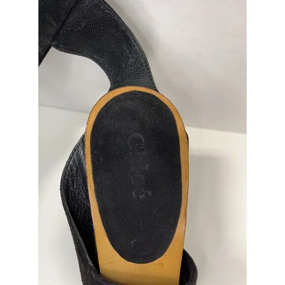 Chloe Black Suede Sandals. Size 8.5