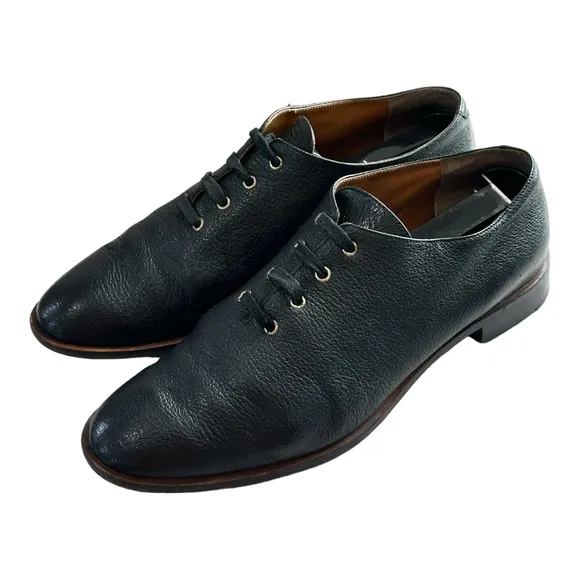 Chloe Lace Up Derby Black Leather Women's Shoes Size  37.5 EU/7.5 US