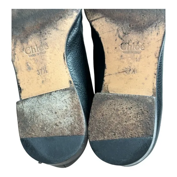Chloe Lace Up Derby Black Leather Women's Shoes Size  37.5 EU/7.5 US