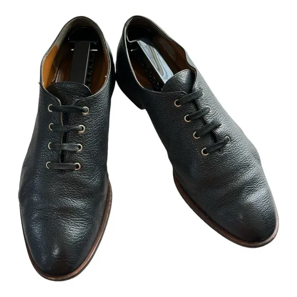 Chloe Lace Up Derby Black Leather Women's Shoes Size  37.5 EU/7.5 US