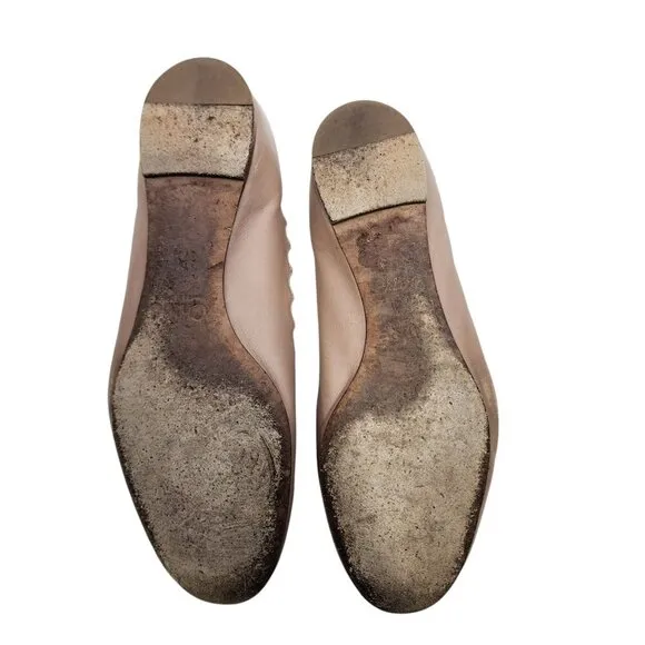 Chloe Lauren Scalloped Leather Ballet Flats Shoes Women's Size 37.5/7.5 Pink Tea