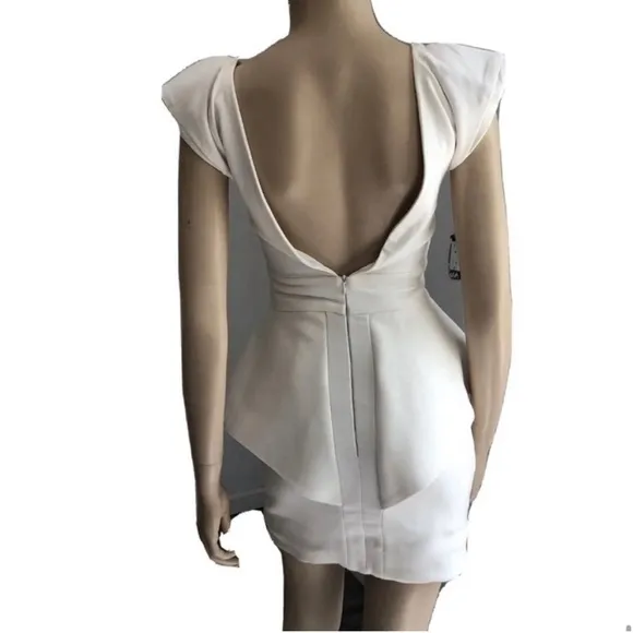 Chloe Sims' Aqua By Aqua Claudia Cream Peplum Waist Dress