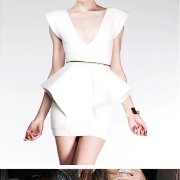 Chloe Sims' Aqua By Aqua Claudia Cream Peplum Waist Dress