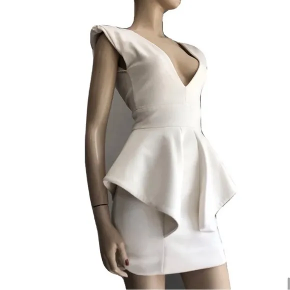 Chloe Sims' Aqua By Aqua Claudia Cream Peplum Waist Dress